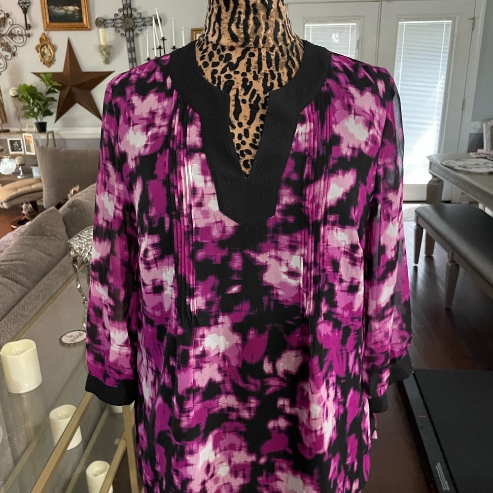 JM Collection Purple and Black Blouse